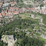 Sasso Corbaro, veduta aerea su Bellinzona