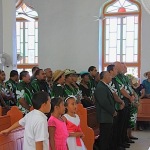 Durante la funzione religiosa cantata della domenica