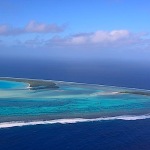 La laguna di Aitutaki vista dall'aereo