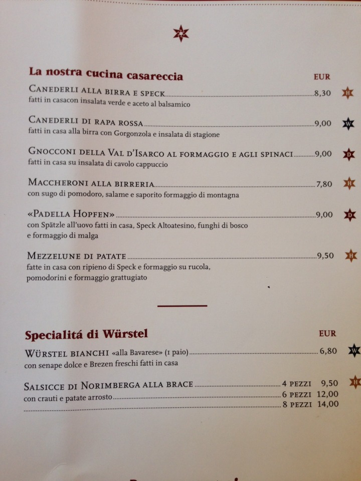 Una parte del Menu